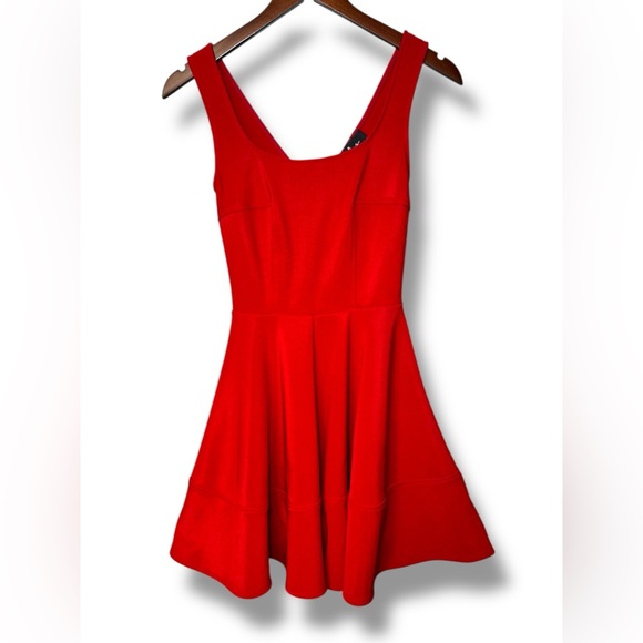 Lulu's NWT Home Before Daylight Red Square Neck Sleeveless Skater Dress Sz Small - Picture 3 of 9
